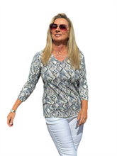 Load image into Gallery viewer, V-Neck Top with UPF50+ Taupe Python
