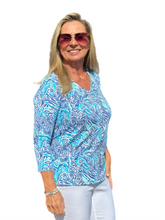 Load image into Gallery viewer, V-Neck Top with UPF50+ Light Peri Zebra
