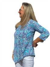 Load image into Gallery viewer, Asymmetrical Hemline Top with UPF50+ Light Peri Zebra
