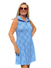 Load image into Gallery viewer, Zipper Swing Dress with UPF50+ Check Periwinkle
