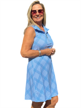 Load image into Gallery viewer, Zipper Swing Dress with UPF50+ Check Periwinkle
