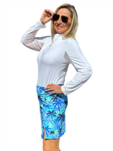 Load image into Gallery viewer, Pull-on Zip Skort with UPF50+ Palm Tree Blue
