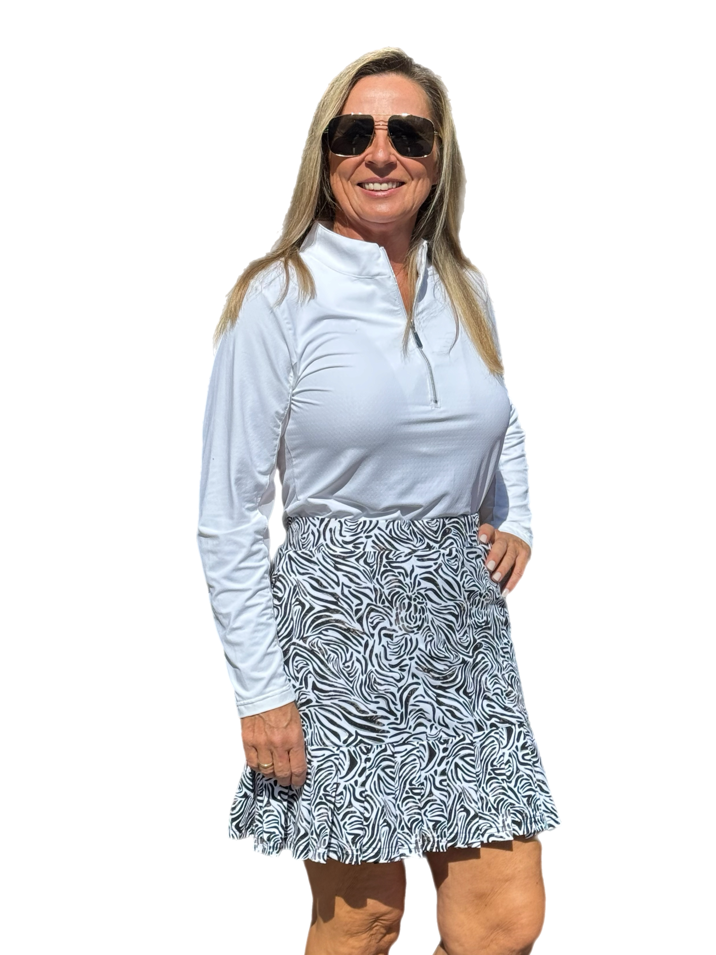 Pull-on Flounce Skort with UPF50+ Black Zebra - Back of the Bay Boutique
