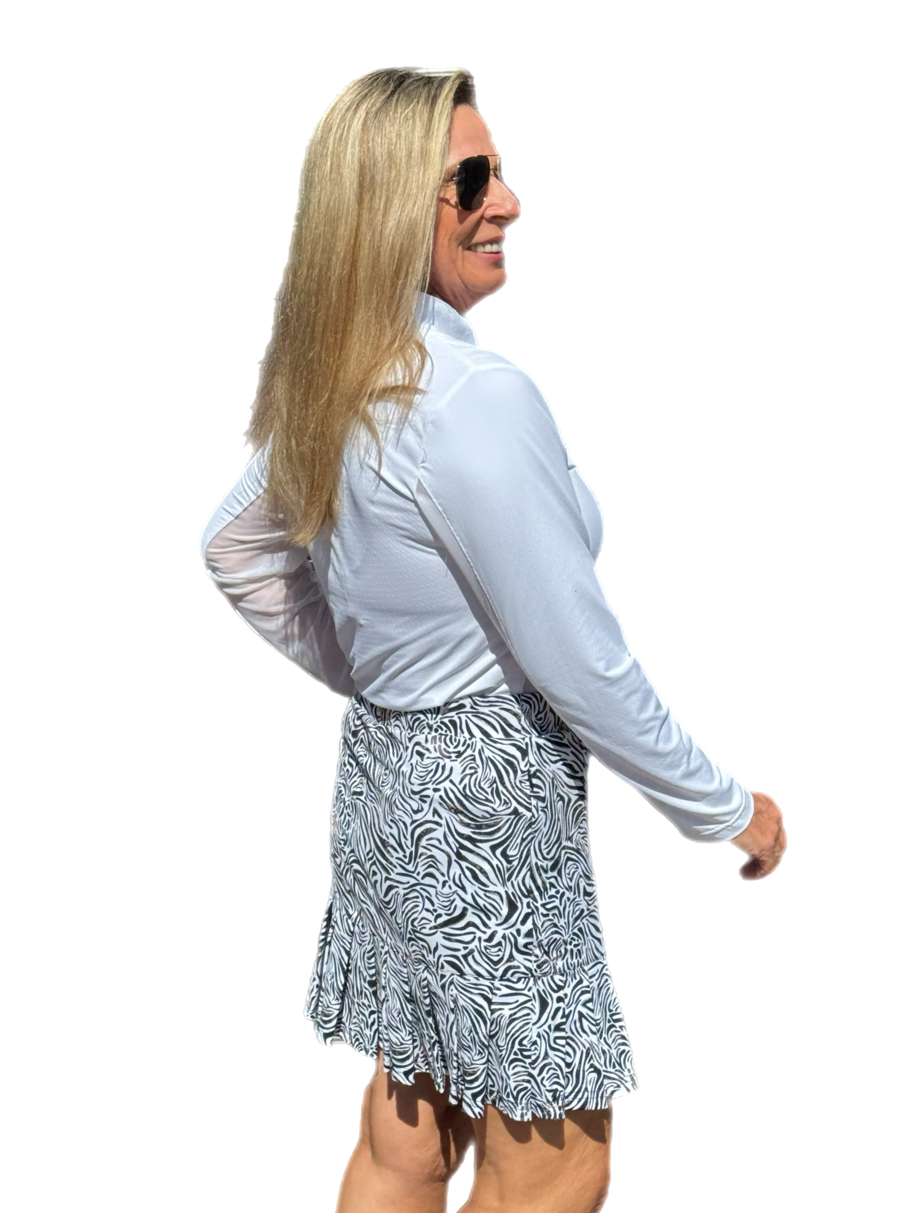 Pull-on Flounce Skort with UPF50+ Black Zebra - Back of the Bay Boutique