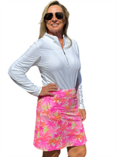 Load image into Gallery viewer, Pull-on Zip Skort with UPF50+ Palm Tree Pink
