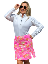 Load image into Gallery viewer, Pull-on Zip Skort with UPF50+ Palm Tree Pink
