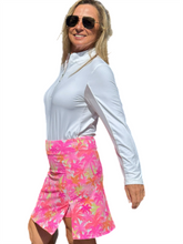 Load image into Gallery viewer, Pull-on Zip Skort with UPF50+ Palm Tree Pink
