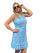 Load image into Gallery viewer, Sleeveless Dress with Ruffles with UPF50+ Seafoam Python
