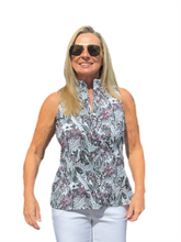 Load image into Gallery viewer, High Zip-Neck Sleeveless Top with UPF50+ Jungle Pink
