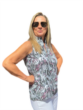 Load image into Gallery viewer, High Zip-Neck Sleeveless Top with UPF50+ Jungle Pink - Back of the Bay Boutique
