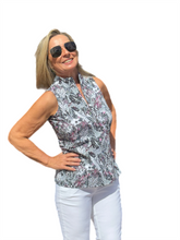 Load image into Gallery viewer, High Zip-Neck Sleeveless Top with UPF50+ Jungle Pink - Back of the Bay Boutique
