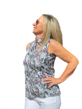 Load image into Gallery viewer, High Zip-Neck Sleeveless Top with UPF50+ Jungle Pink
