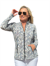 Load image into Gallery viewer, Zip-Up Long Sleeve Jacket with UPF50+ Taupe Python
