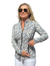 Load image into Gallery viewer, Zip-Up Long Sleeve Jacket with UPF50+ Taupe Python
