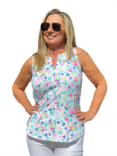 Load image into Gallery viewer, Keyhole Sleeveless Top with UPF50+ Summer Breeze Tulip
