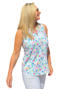 Keyhole Sleeveless Top with UPF50+ Summer Breeze Tulip