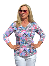 Load image into Gallery viewer, V-Neck Top with UPF50+ Jungle Multi
