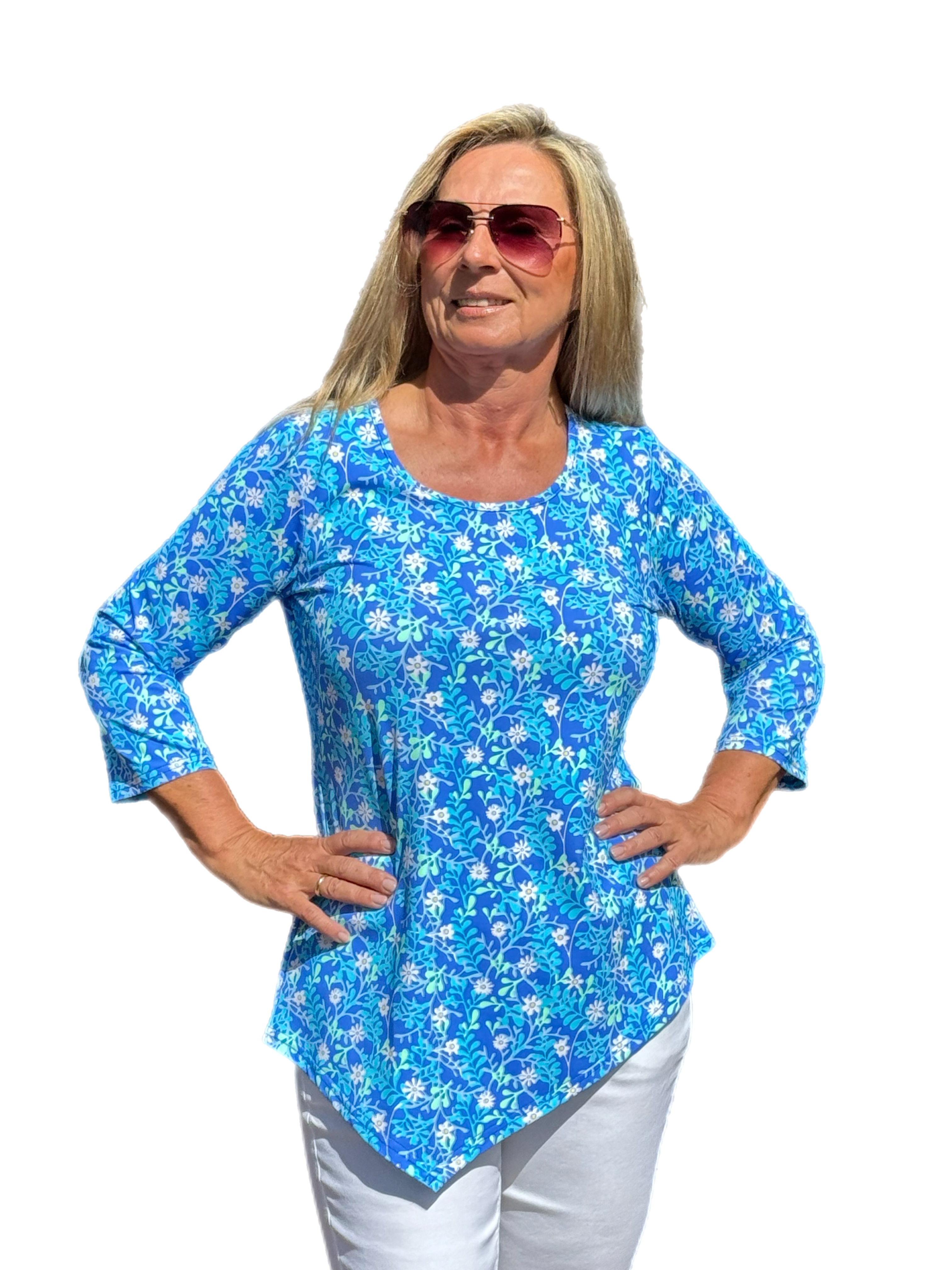 Asymmetrical Hemline Top with UPF50+ Summer Breeze Daisy - Back of the Bay Boutique