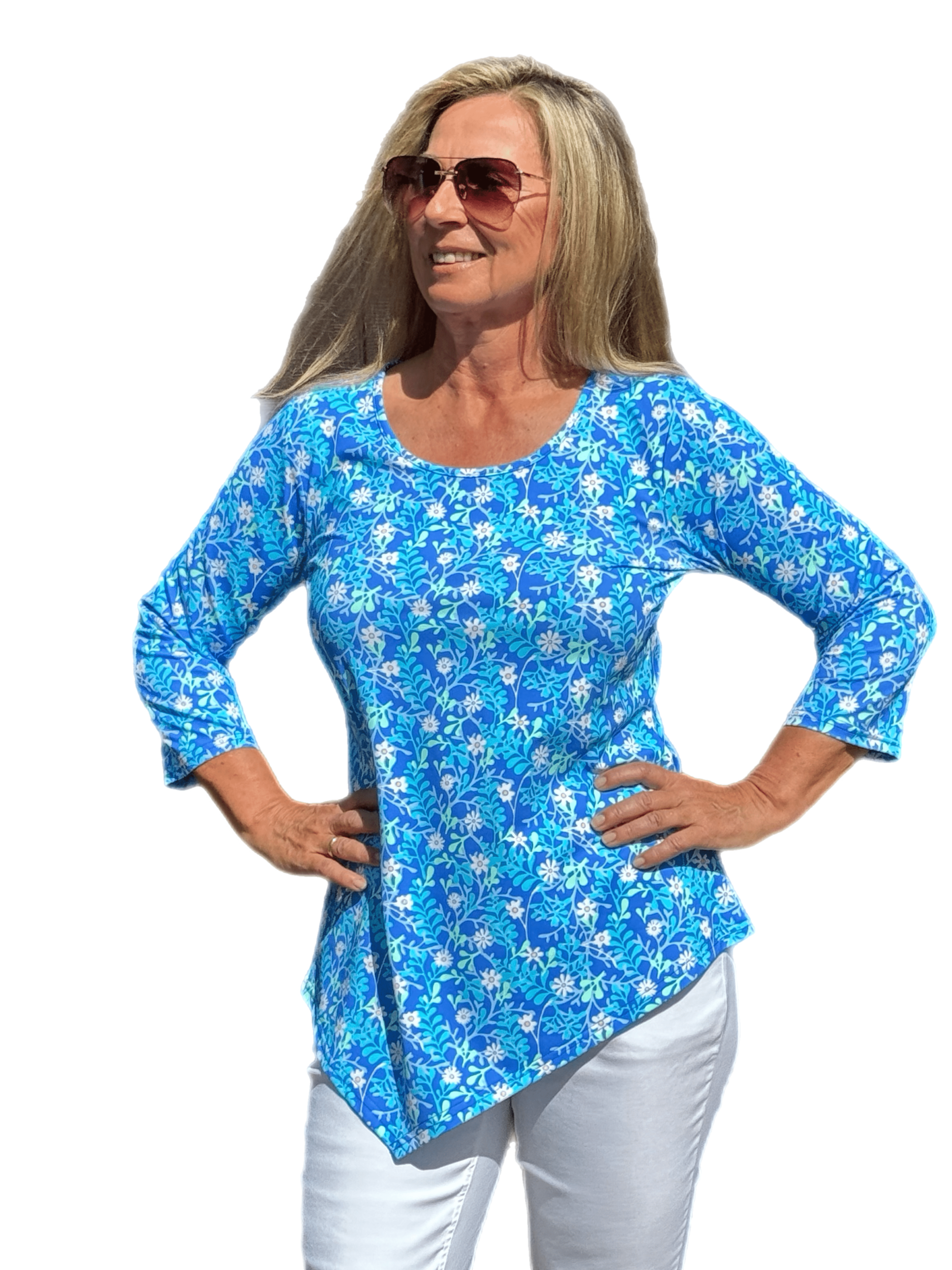 Asymmetrical Hemline Top with UPF50+ Summer Breeze Daisy - Back of the Bay Boutique