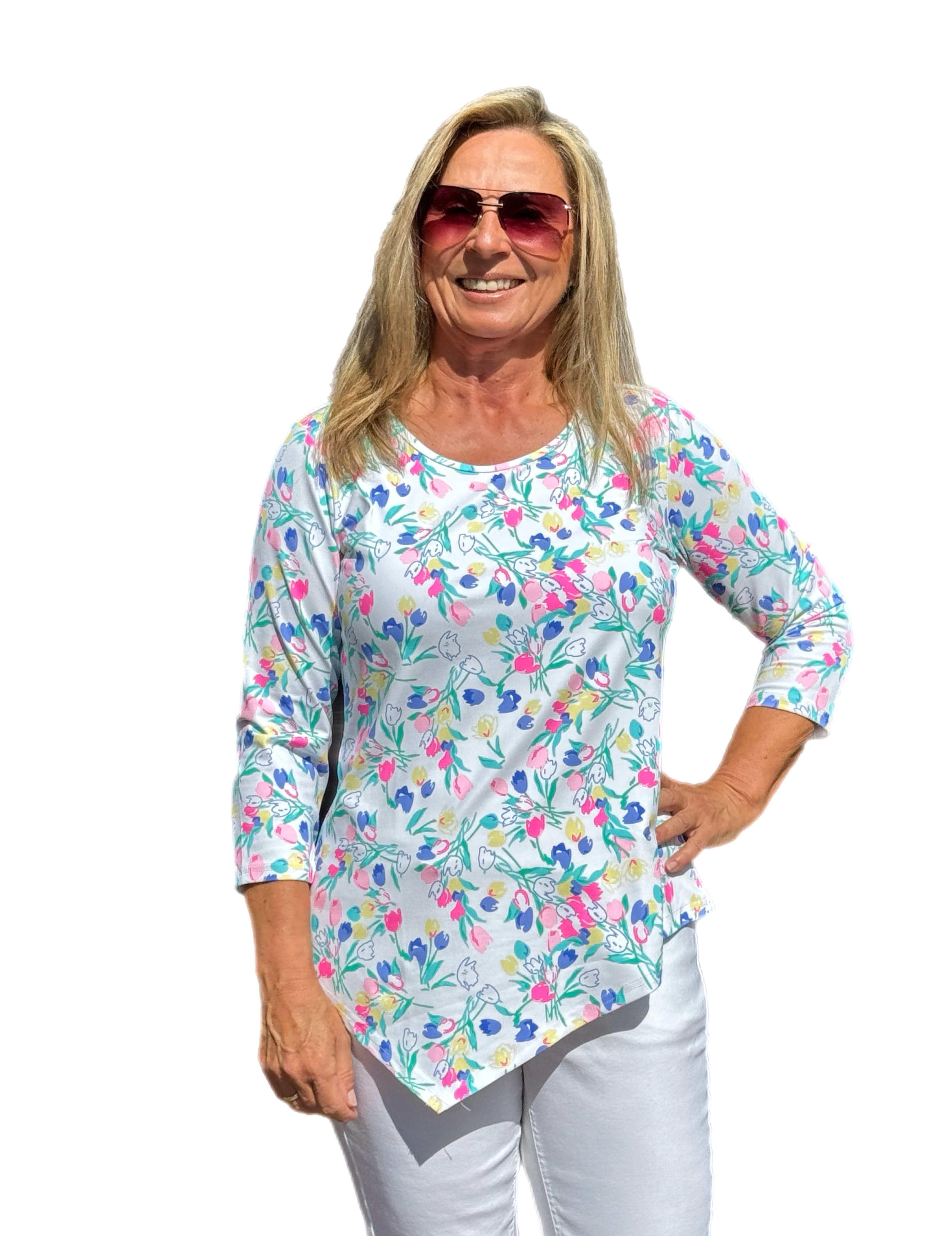 Asymmetrical Hemline Top with UPF50+ Summer Breeze Tulip - Back of the Bay Boutique