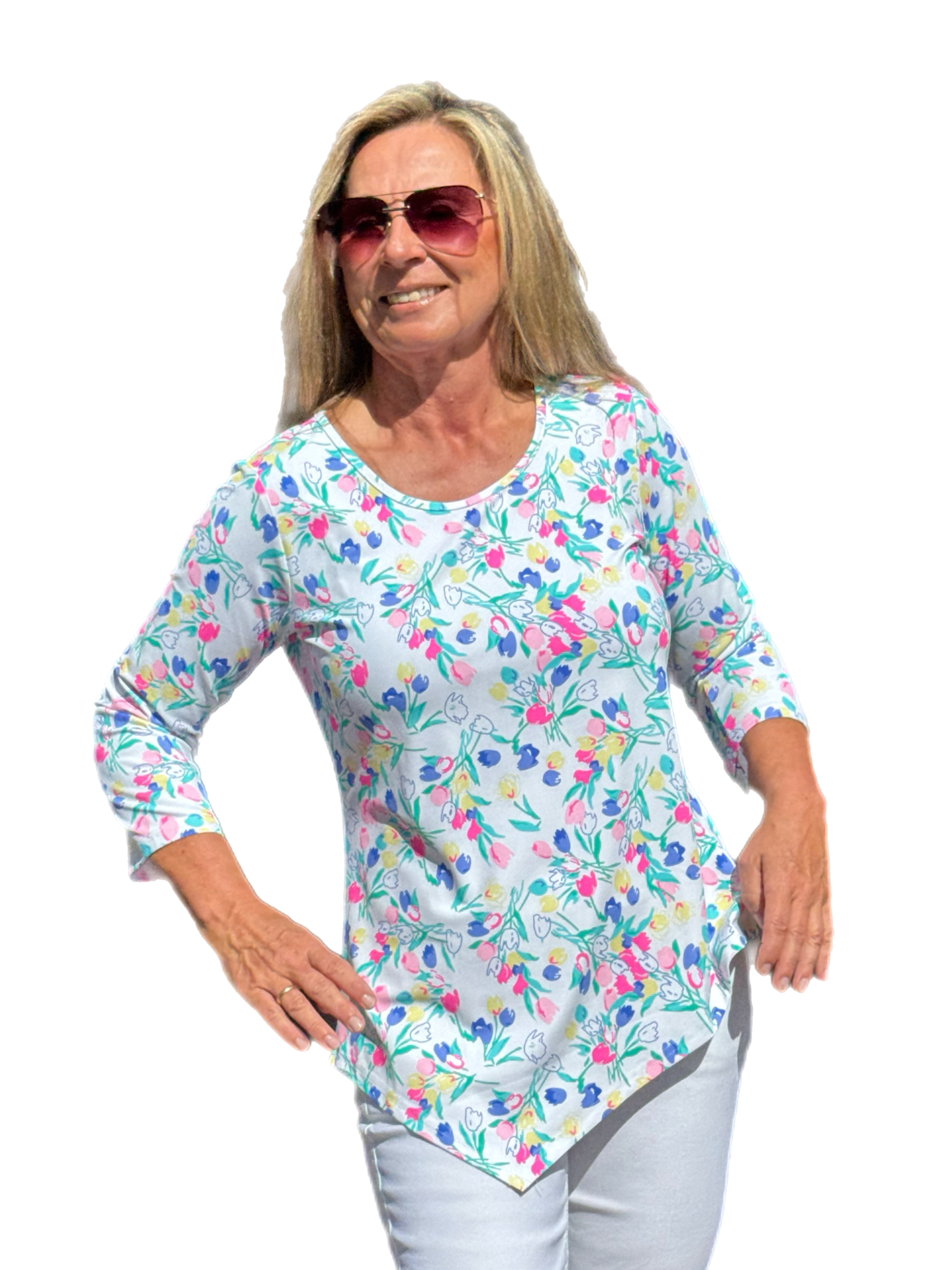 Asymmetrical Hemline Top with UPF50+ Summer Breeze Tulip - Back of the Bay Boutique