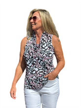 Load image into Gallery viewer, Ruffle-Neck Top with UPF50+ Summer Breeze Black
