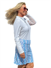 Load image into Gallery viewer, Pull-on Zip Skort with UPF50+ Floral Periwinkle
