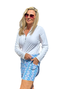 Pull-on Zip Skort with UPF50+ Floral Periwinkle