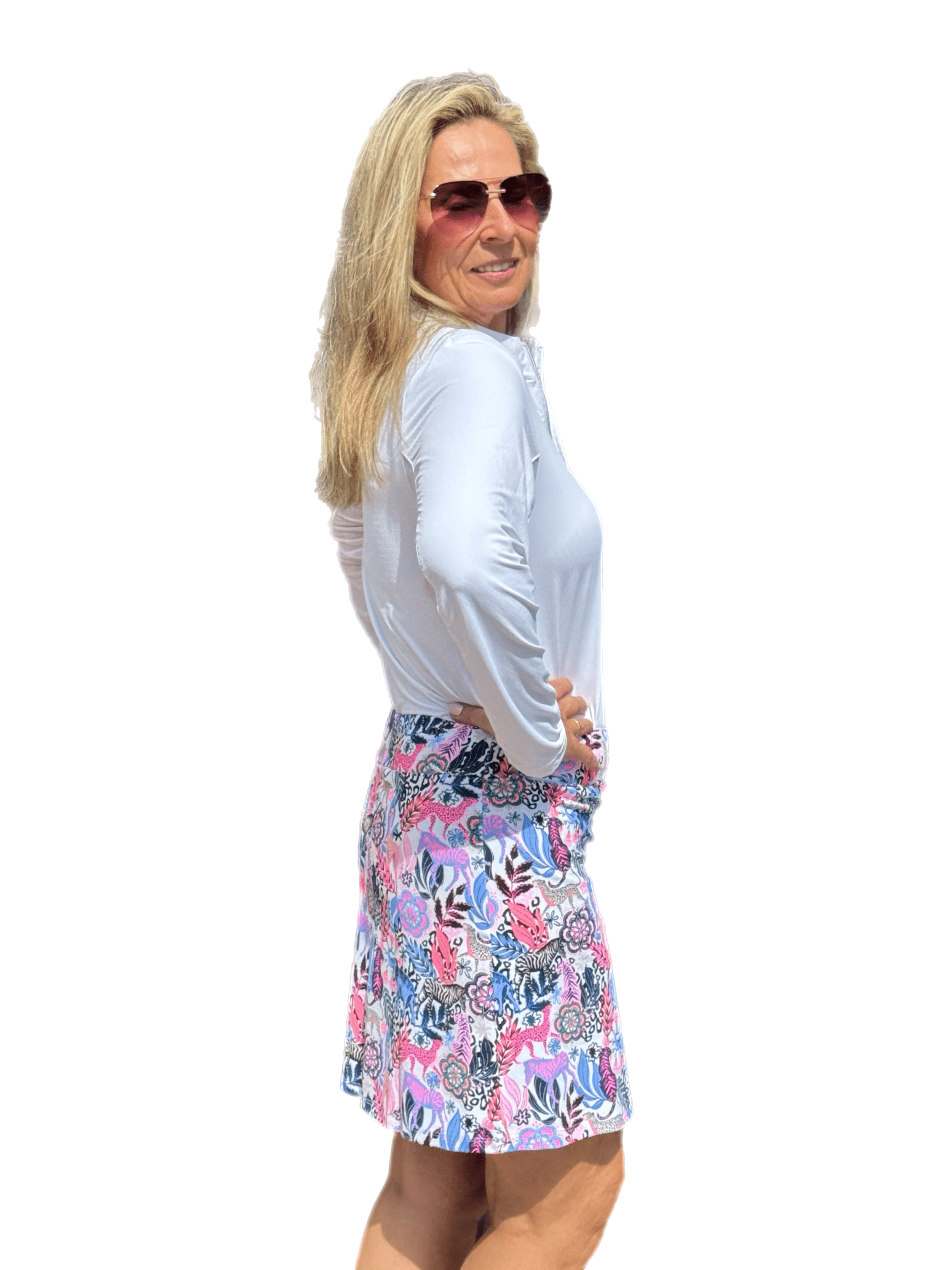 Pull-on Zip Skort with UPF50+ Jungle Multi - Back of the Bay Boutique