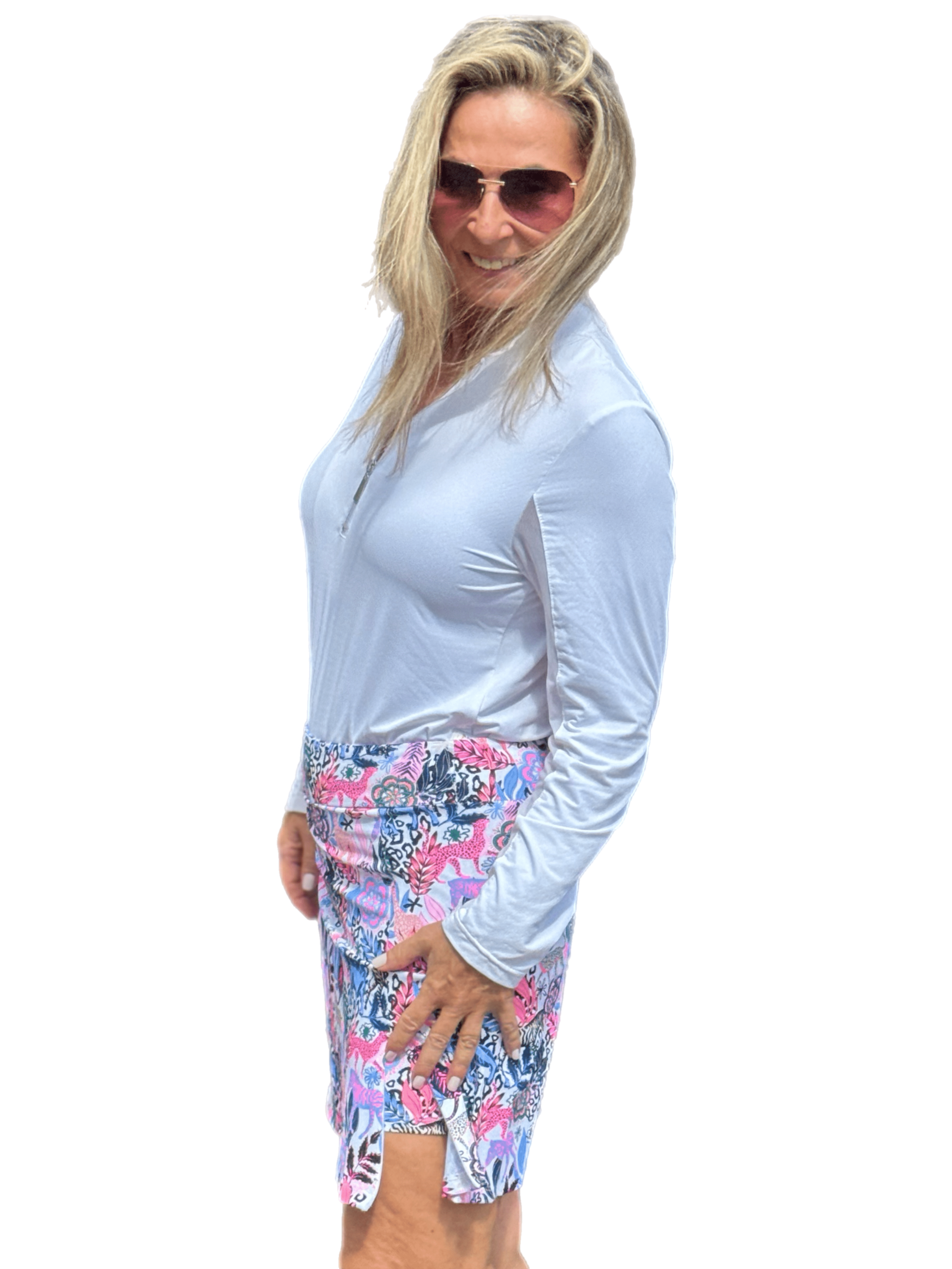 Pull-on Zip Skort with UPF50+ Jungle Multi - Back of the Bay Boutique