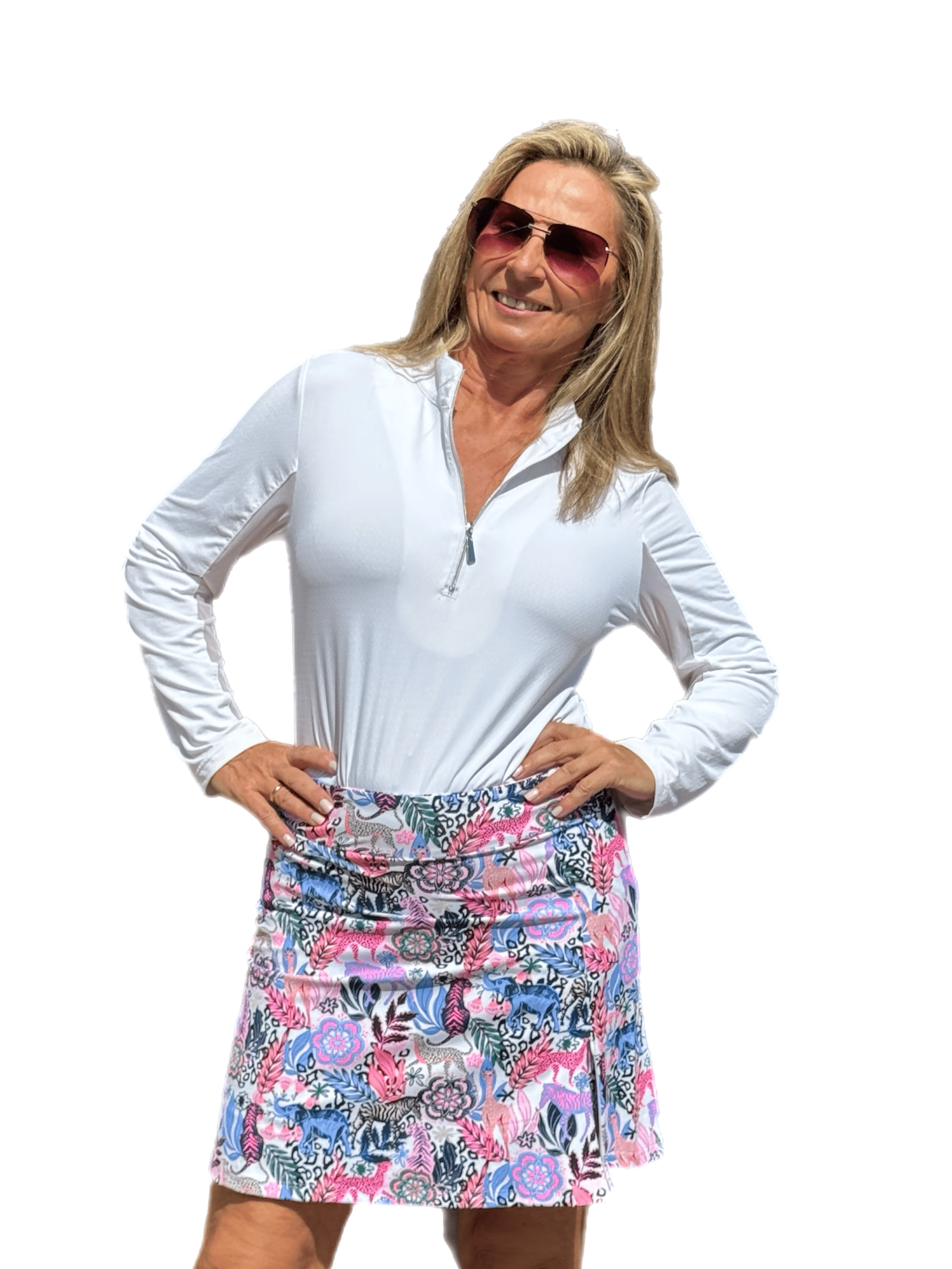 Pull-on Zip Skort with UPF50+ Jungle Multi - Back of the Bay Boutique