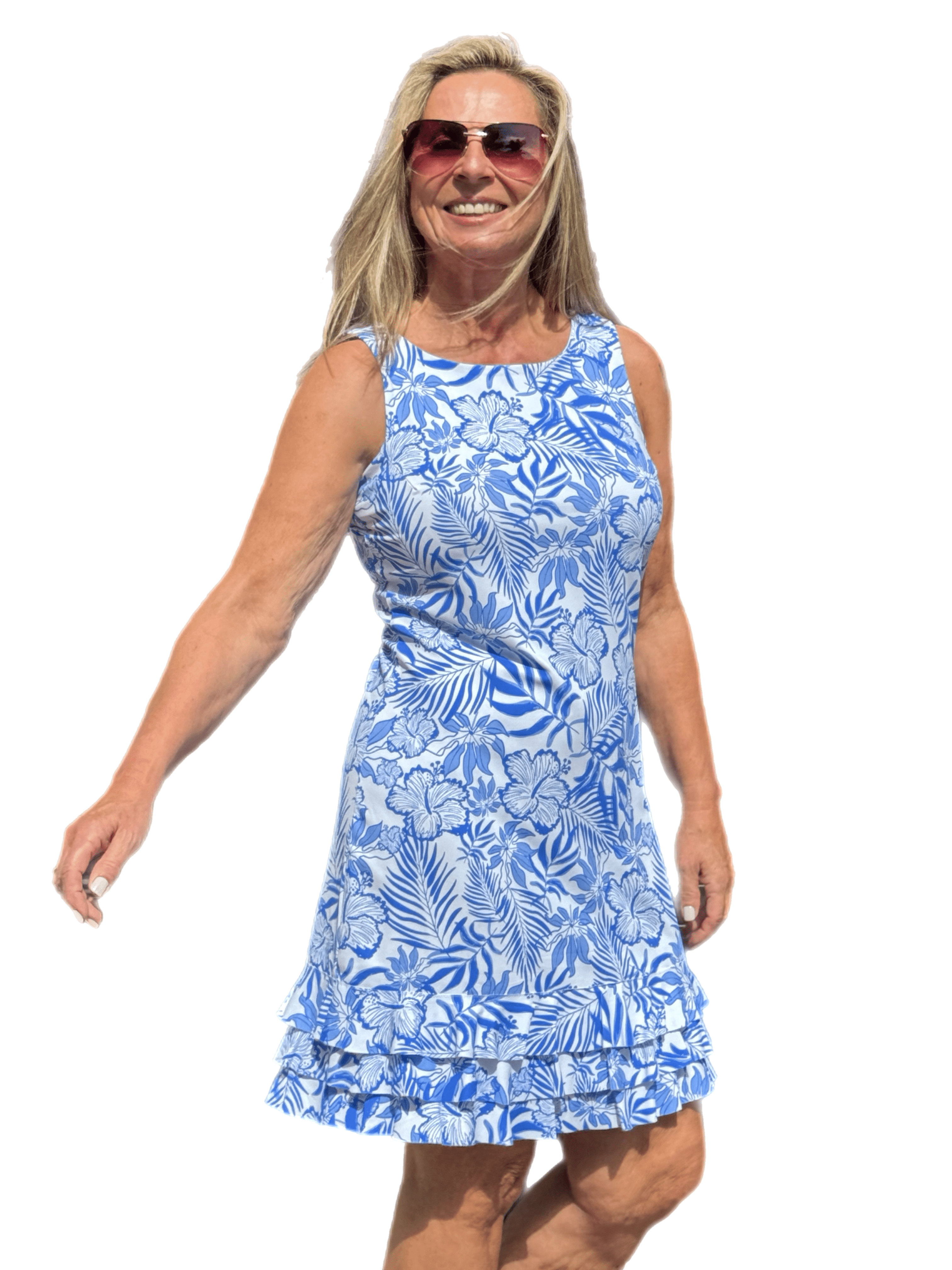 Sleeveless Dress with Ruffles with UPF50+ Summer Breeze Blue - Back of the Bay Boutique