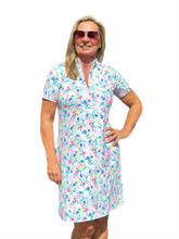 Load image into Gallery viewer, Polo-Collar Quarterzip Short-Sleeve Dress Summer Breeze Tulip - Back of the Bay Boutique
