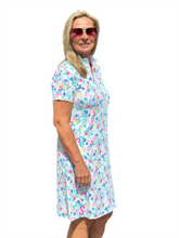 Load image into Gallery viewer, Polo-Collar Quarterzip Short-Sleeve Dress Summer Breeze Tulip - Back of the Bay Boutique
