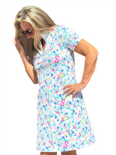 Load image into Gallery viewer, Polo-Collar Quarterzip Short-Sleeve Dress Summer Breeze Tulip - Back of the Bay Boutique
