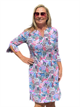 Load image into Gallery viewer, Split-Neck Travel Dress with UPF50+ Jungle Multi - Back of the Bay Boutique
