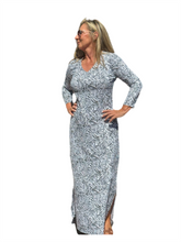 Load image into Gallery viewer, Maxi Elbow-Sleeve Dress with UPF50+ Black Zebra - Back of the Bay Boutique
