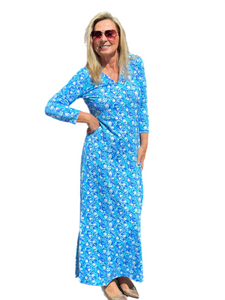 Maxi Elbow-Sleeve Dress with UPF50+ Summer Breeze Daisy - Back of the Bay Boutique