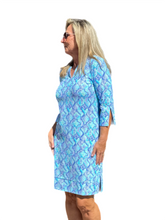 Load image into Gallery viewer, Split-Neck Travel Dress with UPF50+ Seafoam Python - Back of the Bay Boutique
