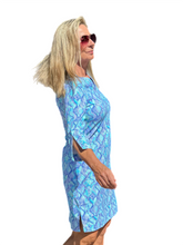 Load image into Gallery viewer, Split-Neck Travel Dress with UPF50+ Seafoam Python - Back of the Bay Boutique
