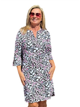 Load image into Gallery viewer, Split-Neck Travel Dress with UPF50+ Summer Breeze Black - Back of the Bay Boutique
