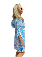 Load image into Gallery viewer, Split-Neck Travel Dress with UPF50+ Confetti Pastel - Back of the Bay Boutique
