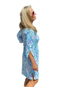 Split-Neck Travel Dress with UPF50+ Confetti Pastel - Back of the Bay Boutique