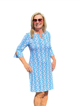 Load image into Gallery viewer, Split-Neck Travel Dress with UPF50+ Floral Periwinkle - Back of the Bay Boutique
