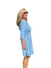 Load image into Gallery viewer, Split-Neck Travel Dress with UPF50+ Floral Periwinkle - Back of the Bay Boutique
