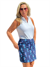 Load image into Gallery viewer, Pull-on Zip Skort with UPF50+ Seahorse Navy
