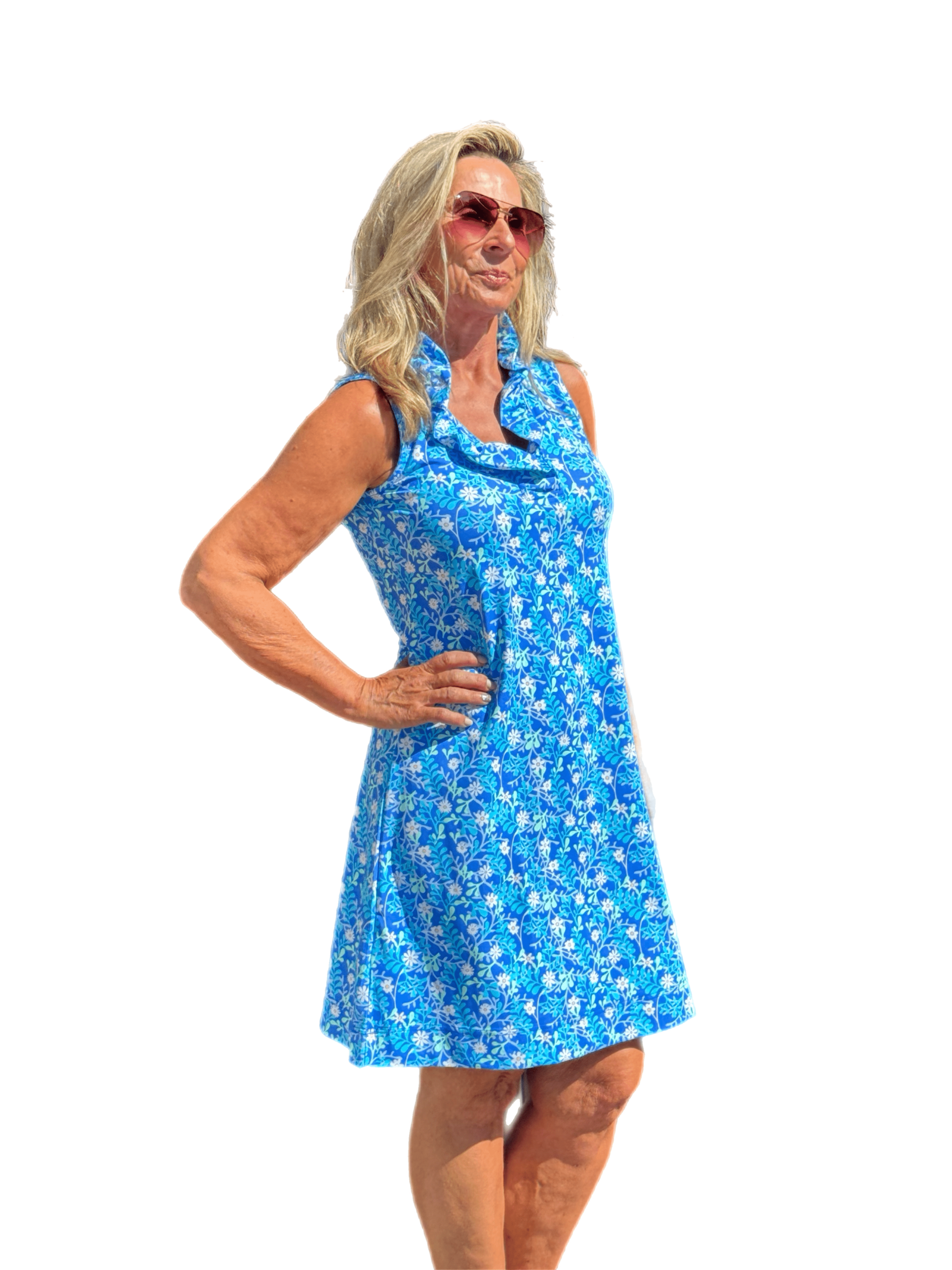 Ruffle-Neck Dress with UPF50+ Summer Breeze Daisy