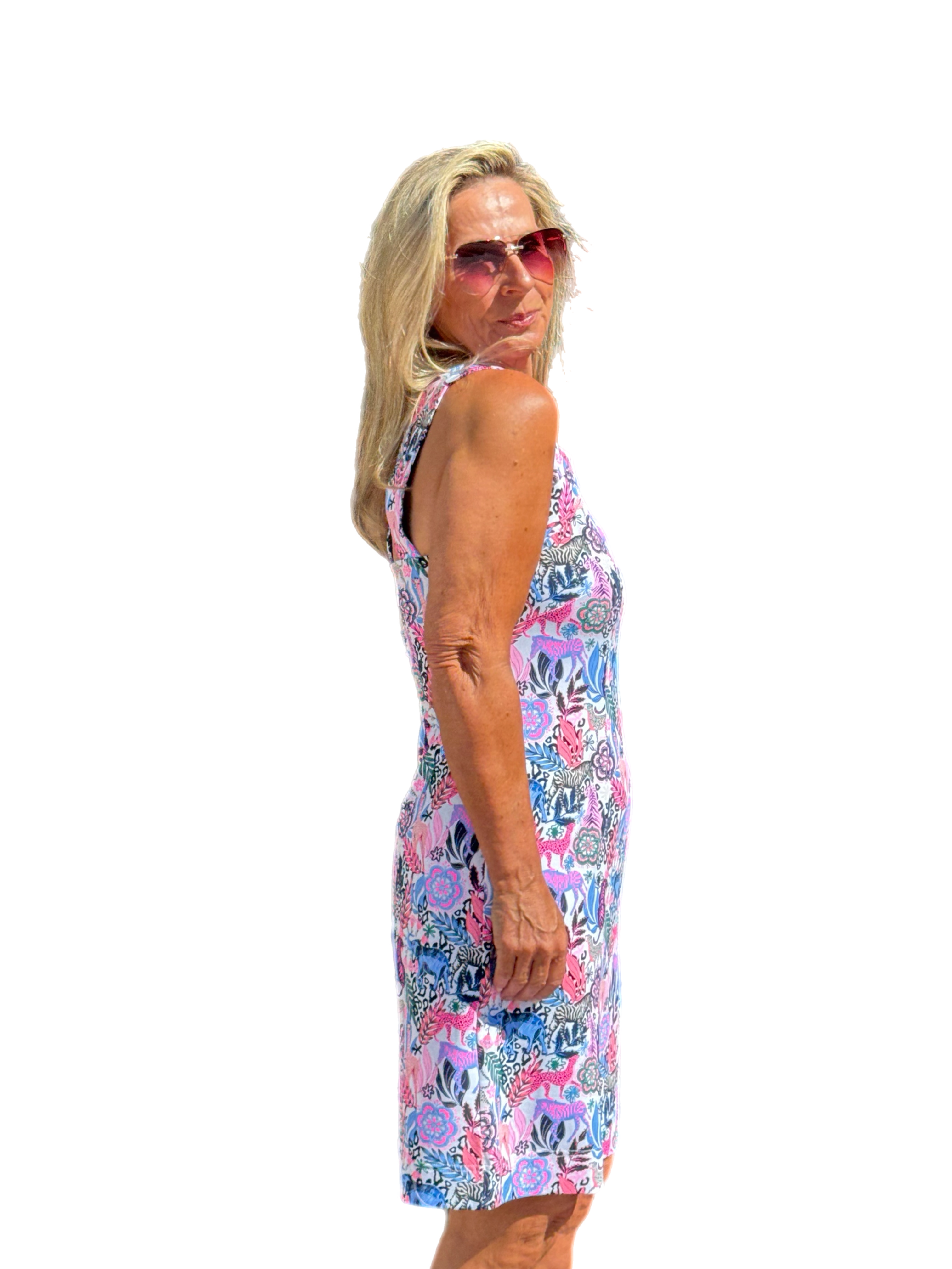 Cut-out Sleeveless Dress with UPF50+ Jungle Multi