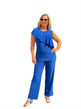 Load image into Gallery viewer, Asymmetrical Ruffle Top Deep Blue

