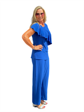 Load image into Gallery viewer, Asymmetrical Ruffle Top Deep Blue
